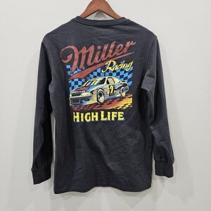 Miller High Life Racing T-Shirt Men's Small Black Graphics Streetwear Whimsygoth